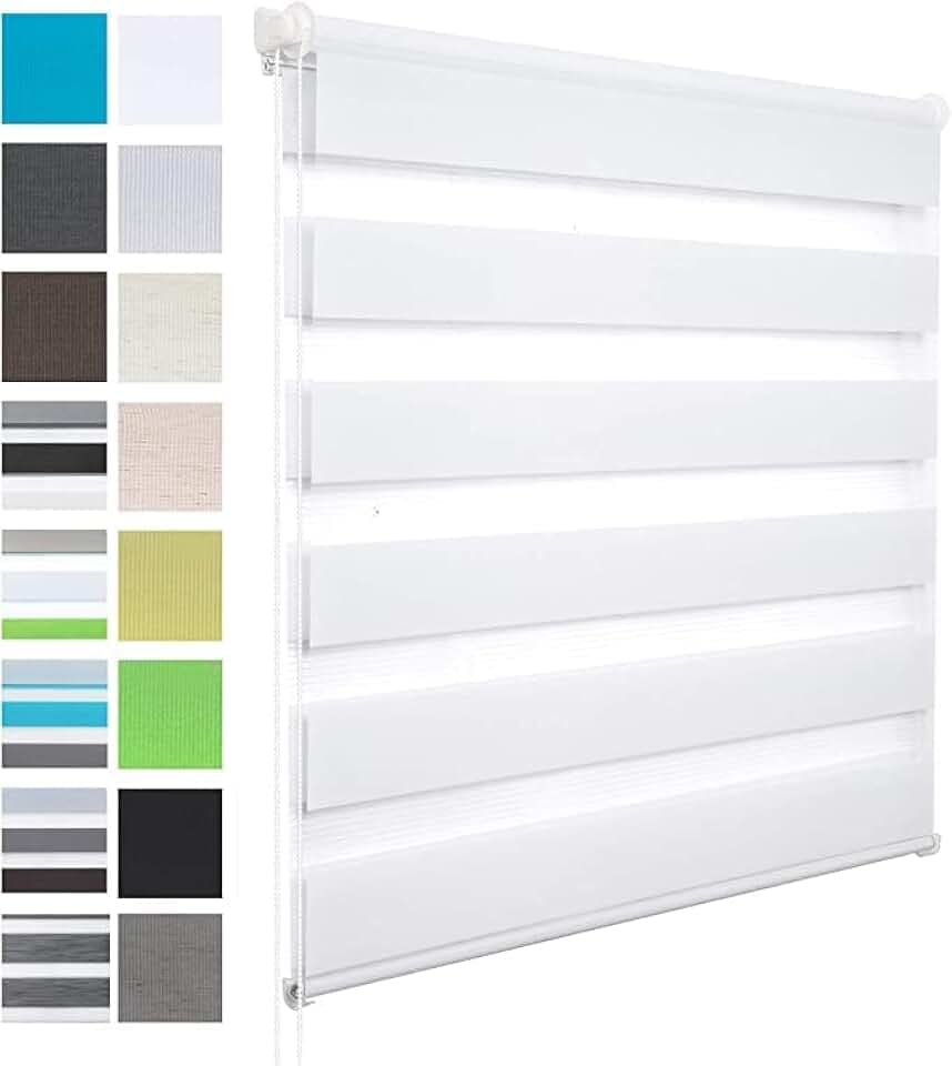 WOLTU Doppelrollo Tag und Nacht, Klemmrollo ohne Bohren 80 x 130 cm Weiß, Zebra-Rollo für Fenster oder Tür