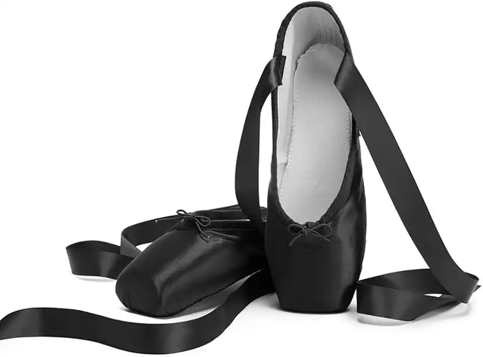 Girls Satin Pointe Ballet Shoes Ribbon Professional Dance Slippers