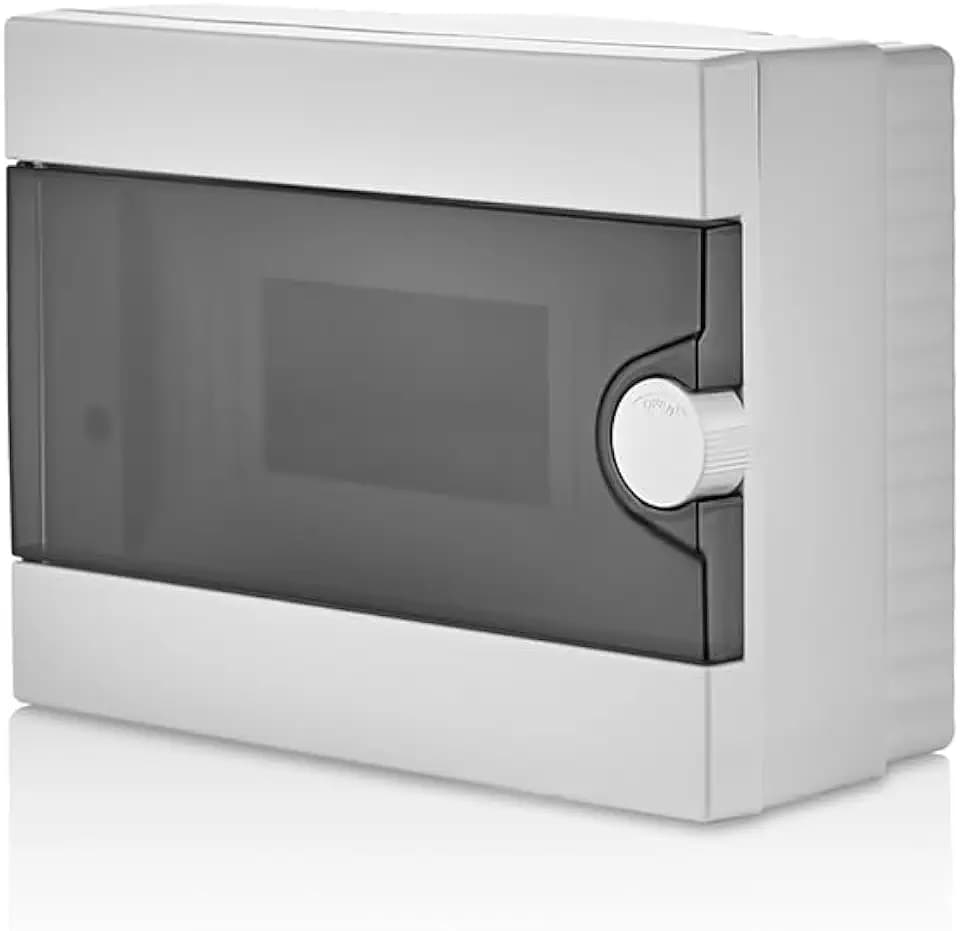Lion Electric Stromkasten Aufputz 9 Module | 1-Reihig Hutschienengehäuse für Feuchtraum und alle Innenbereichen, Sicherungskasten mit Transparenter Tür IP40, Kleinverteiler für Aufputzmontage