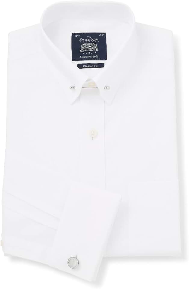 The Savile Row Company London Herrenhemd mit klassischer Passform, Baumwoll-Popeline, Nadelkragen, Doppelmanschette