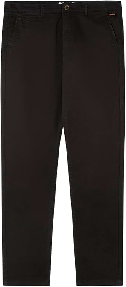 SPRINGFIELD Herren Chino Slim Plain Basic Einfarbige Hose, Schwarz, 44