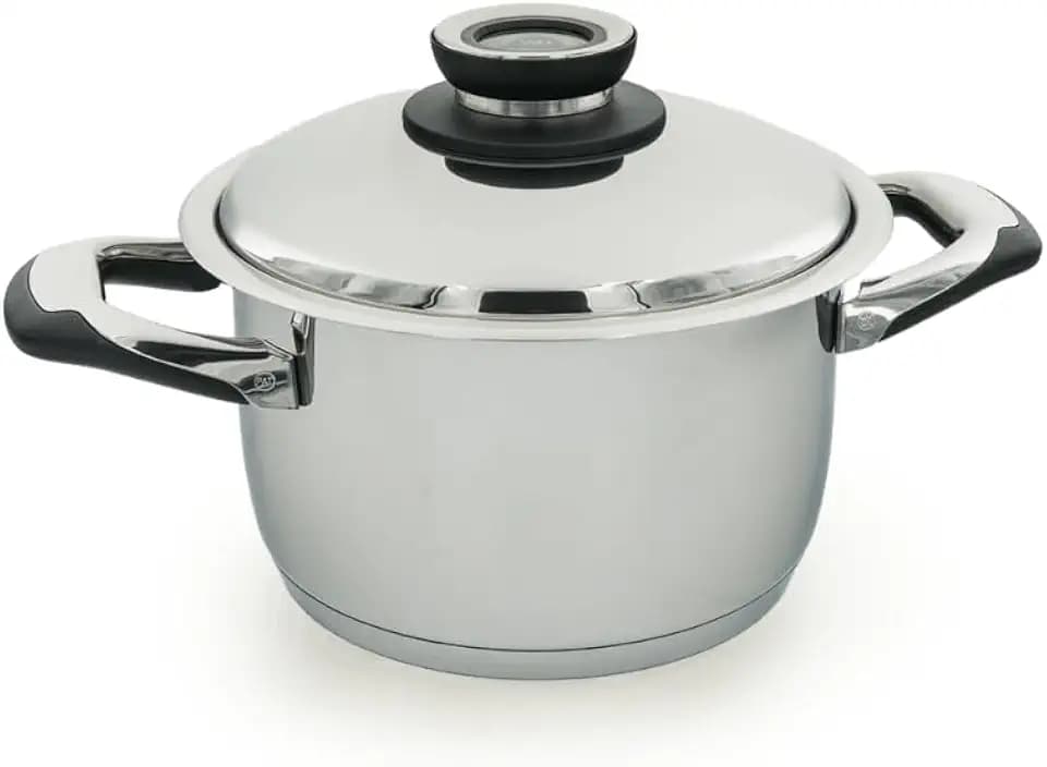 ECOVITAM - Kochtopf aus Edelstahl 18/10 - Für alle Herdarten geeignet - Eingebautes Thermometer - Hergestellt in Italien (3,8L)