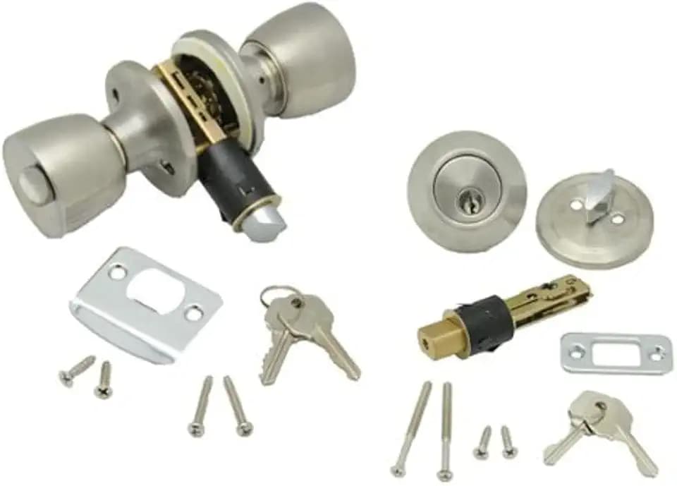 AP Products 013-234-SS Combo Lock Set with Know Lock and Dead Bolt - Stainless Steel