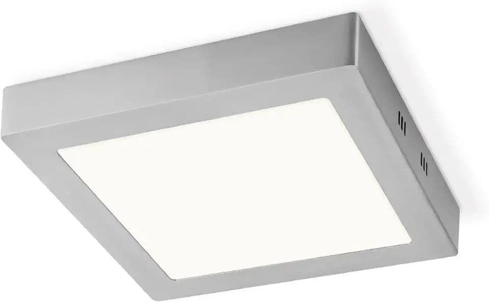 LED-Deckenstrahler quadratisch, DEKRA-zertifiziert, Oberflächenbeleuchtung aus mattem Stahlmetall, Küchenlampe, Küchenbeleuchtung, 15W=145W, entspricht 1.000 Lumen, Flurbeleuchtung, Silber