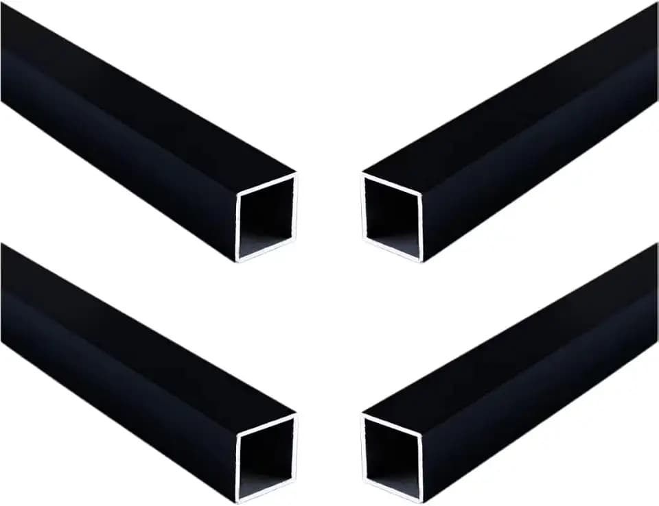 Quadratrohr aus Aluminium, schwarz, 25 x 25 x 1 mm, 4 Stück, 500 mm