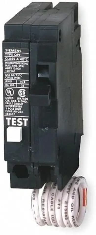 Siemens QF115A Ground Fault Circuit Interrupter, 15 Amp, 1 Pole, 120V, 10,000 AIC