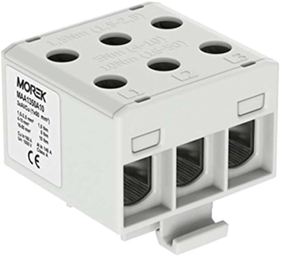 Morek Verteilerblock für Al/Cu 6x1,5-50mm² grau 3-polig 1000V AC/DC isoliert OTL 50-3x MAA1350A10