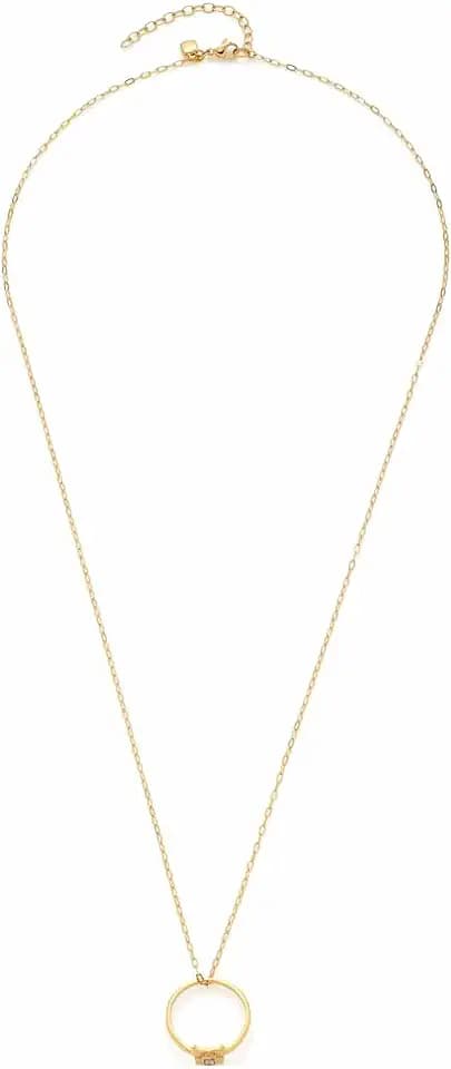 JEWELS BY LEONARDO Ciao Leda Damen Halskette aus Edelstahl IP Gold mit goldfarbenem Ring Anhänger mit Glaskristall, Länge 60-65 cm, schönes Schmuck Geschenk 023307