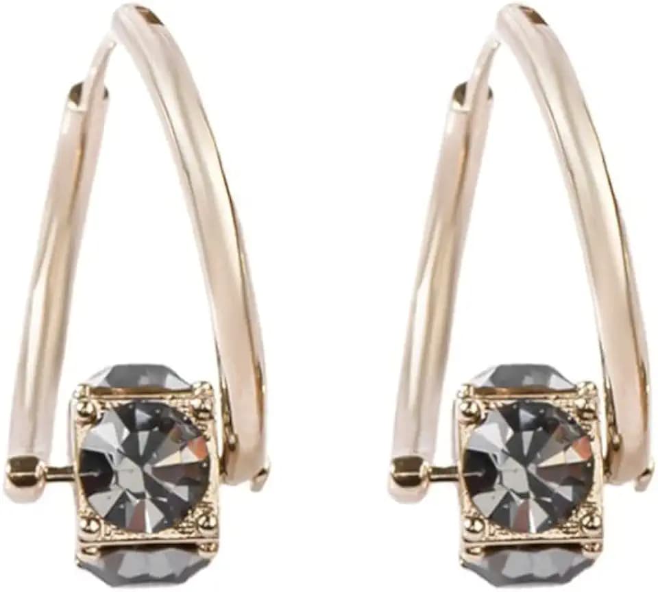 Dainty Grey CZ Bead Small Hoop Earrings for Women Silver Plated Huggie Hoops With Cubic Zirconia Charm Hypoallergenic Fashion Jewelry Gifts