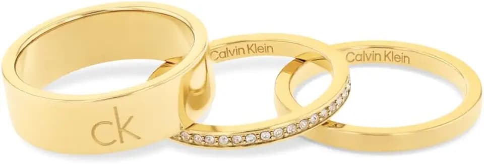 Calvin Klein Kollektion CK TRIO für Damen Set aus 3 Ringen aus Edelstahl mit Kristallen – Erhältlich in Silber oder Gold