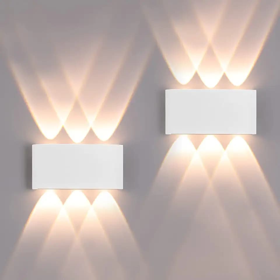 2 Stücke Wandleuchte Aussen/Innen LED Wandlampe Außen 12W 1200LM Wandbeleuchtung Up and Downlight IP65 Wasserdichte moderne Aussenlampe Aluminium Scheinwerfer Wandleuchten(weißes 3000K warmes Licht)