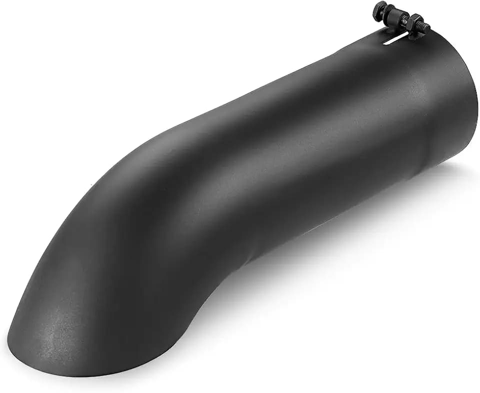 LCGP 4 Inch Inlet Turn Down Bolt On Exhaust Tip, Standard 4 Inch Inside Diameter Turndown Exhaust Tailpipe Tip, Black Powder Coated Stainless Steel, 15 Inch Length