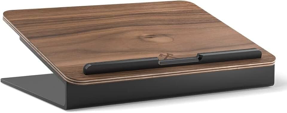Woodcessories - Laptop Ständer Holz kompatibel für 10" - 16" MacBook Ständer, ergonomische Laptop Halterung aus Walnuss Holz