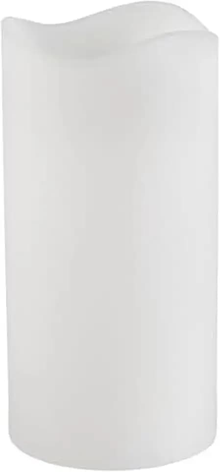 Mikasa White LED Wax Pillar Candle with Flickering Flame, 4 x 8 Inch Real Wax Flameless Candle with 5-Hour Timer, Battery Operated Decorative Candle for Home Decor and Seasonal Displays