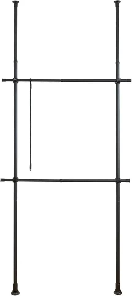 WENKO Teleskop-System Mod. Herkules Basic vielseitiges Ordnungssystem mit 2 verstellbaren Kleiderstangen anpassbar 75-120 x 165-300 x 11 cm schwarz matt