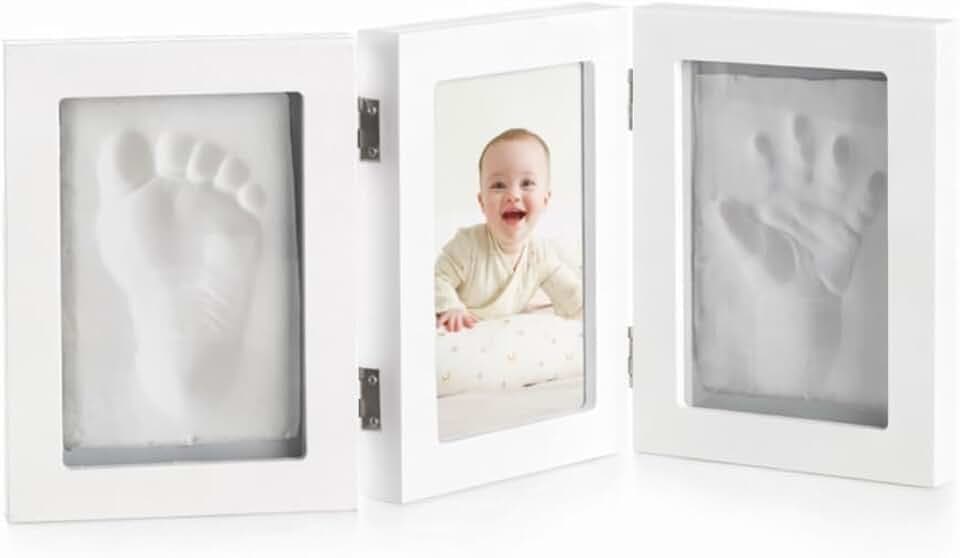 Jané Marco Baby-Hand- und Fußabdruck mit Foto, Modelliermasse lufttrocknend 24h, Erinnerung an Hand oder Fuß, auch geeignet für Tierpfoten, Weiß
