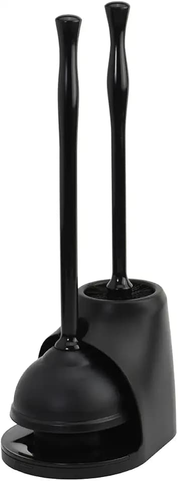 Casabella Bowl Brush & Plunger Combo - Heavy-Duty Toilet Plunger and Cleaning Brush, Ergonomic Handles, Durable Bowl Brush, Tackles Tough Clogs, Discreet Storage