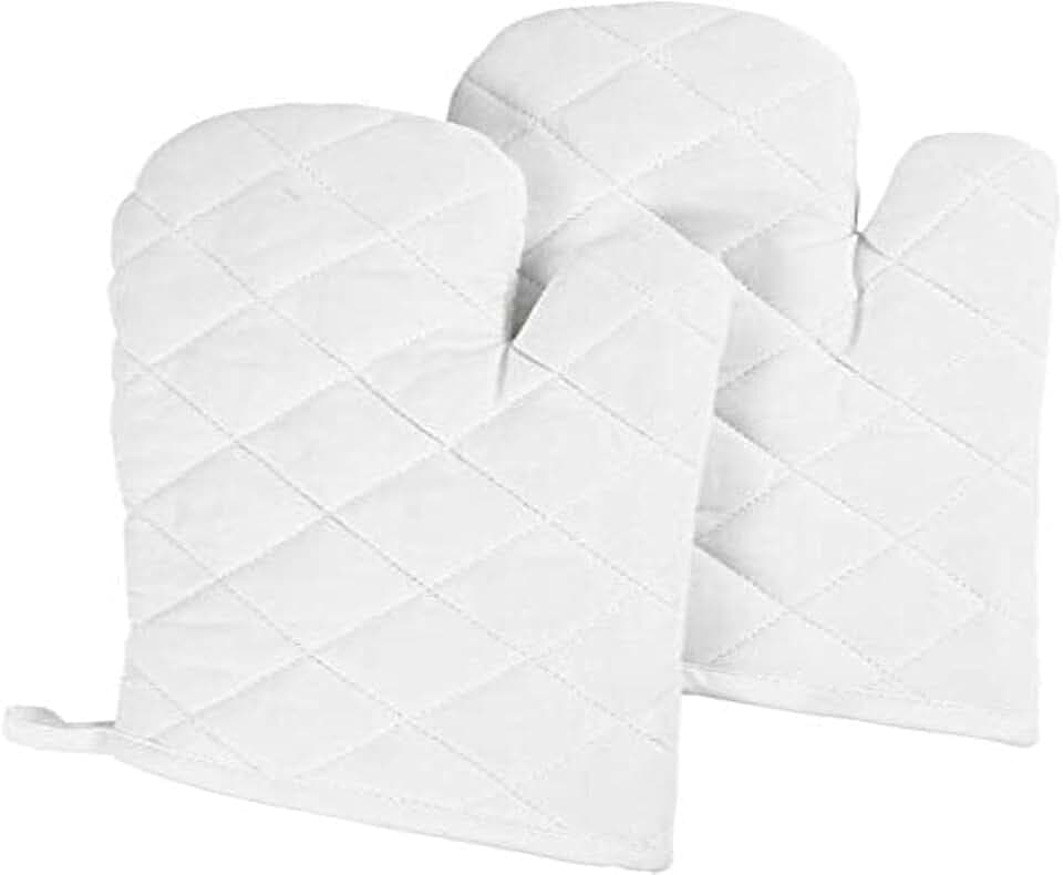 Creativ Company 444621 Topflappen und Ofenhandschuh Kitchen Gloves weiß Baumwolle
