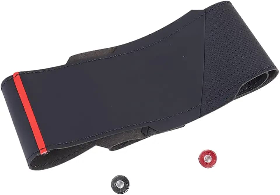 Universal 15 Inch Hand Sewn Steering Wheel Cover Stitch on Wrap with Red Regression Sign,Non-Slip Breathable Comfortable Microfiber Leather,Perfectly Wraps the Steering Wheel Bulge,11 cm