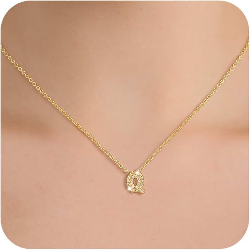 Goldhalsketten für Damen - Initialhalskette für sie, Mädchen-Geburtstagsgeschenk, A-Z Namenshalskette, vergoldet, verstellbarer Kette, personalisierte Geschenke, zartes Juwel, 42+5cm
