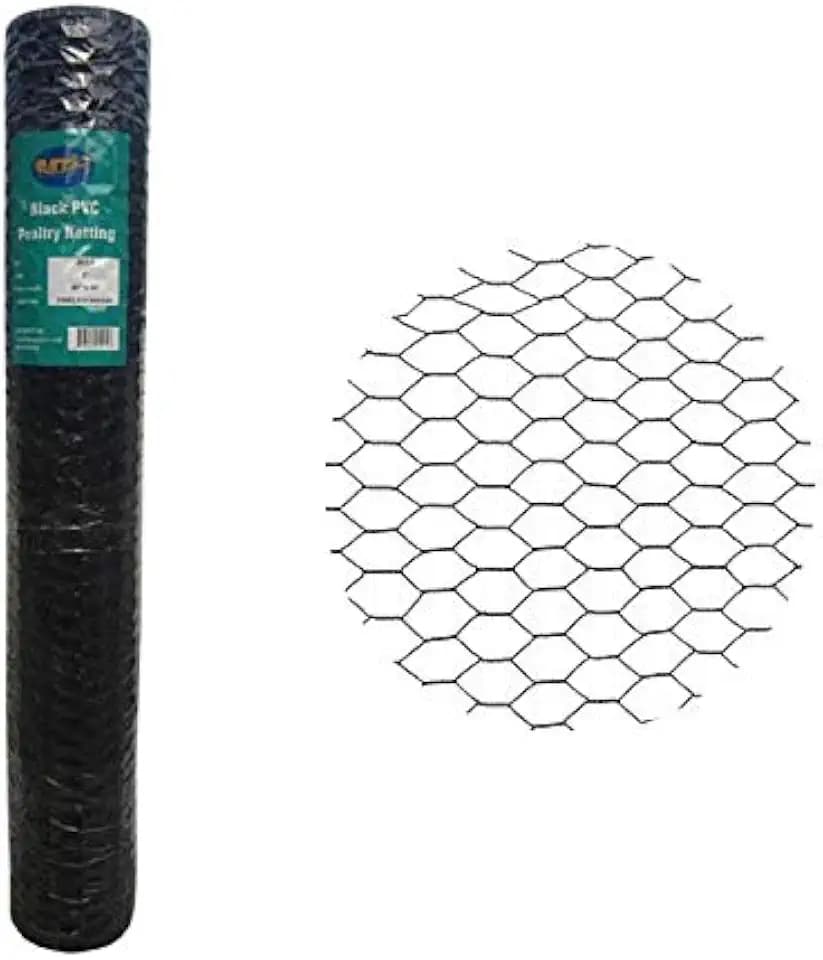 PVC Black 20GA 48in x 50ft x 1in Mesh Chicken Wire Hexagonal Poultry Netting