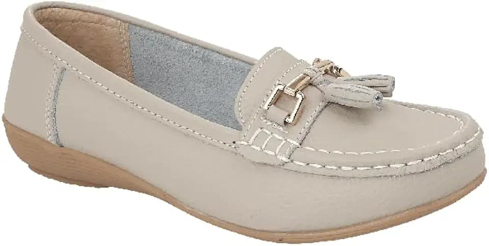 Damenschuhe aus Leder – flache lässige Damenslipper, bequeme Halbschuhe mit niedrigem Keilabsatz, Arbeitsschuhe