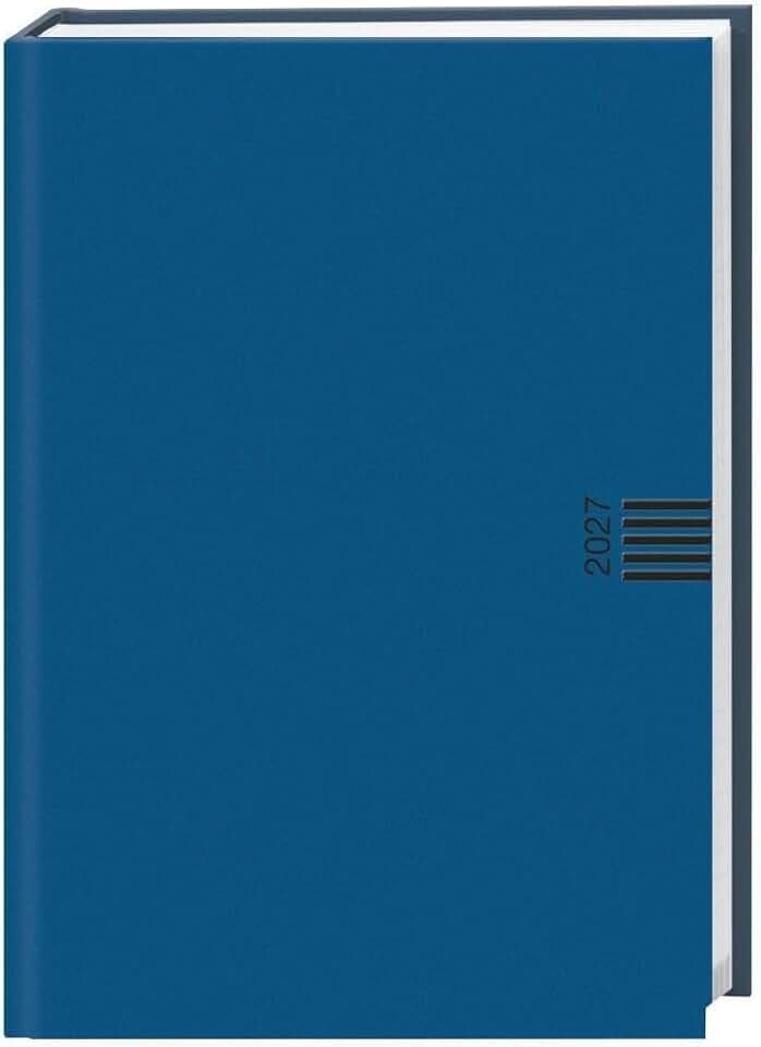 Wochen-Cheftimer A5, blau 2027: Blauer Terminkalender mit Wochenkalender. Buch-Kalender mit Lesebändchen und Eckperforation. Wattierter Taschenkalender zum Planen von Terminen.