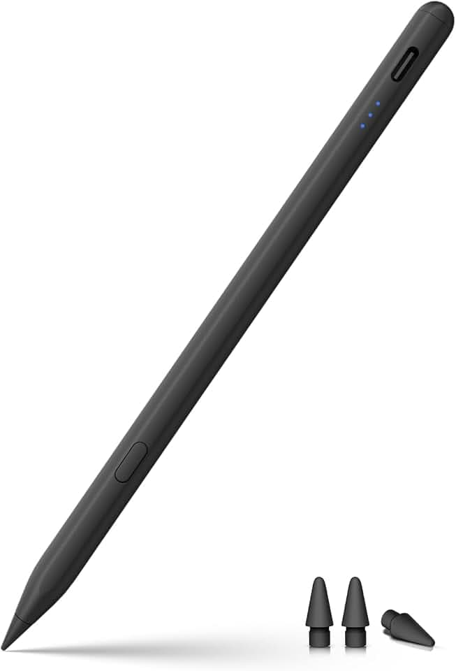 Stylus Stift für iPad 2018-2026 mit USB-C Schnellladeleistung, Palm Rejection und Neigungssensitivität Pencil für iPad 11/10/9/8/7/6/A16, Mini 7/6/5, Air M4/3/2 11"/13"/5/4/3, Pro M5/M4 13"/12.9″/11″