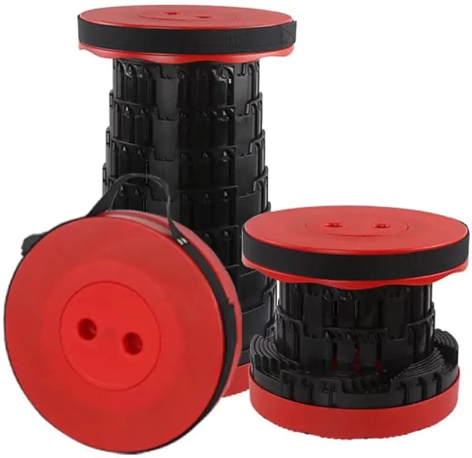 Hocker Klappbar Camping Hocker Klappbarer Sitzhocker Klappbar Leichte Einziehbar Leicht Robust für Konzerte BBQ Ausflug Draussen Angeln Wandern Belastung 460lbs/210KG (Schwarz Blau Rot)