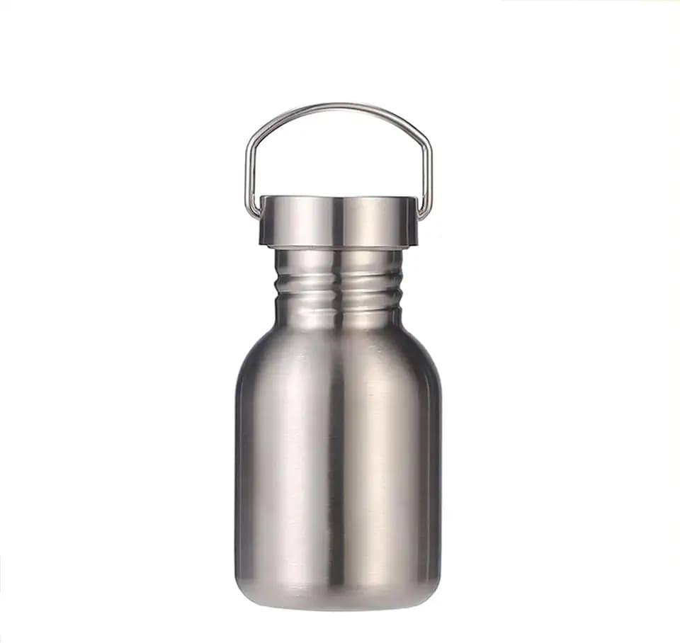 CDJ 12 oz Single Walled Stainless Steel Leak Proof Sports Water Bottle 18/8(304) Metal Water Bottle for Cyclists, Runners, Hikers, Beach Goers, Picnics, Camping - BPA Free