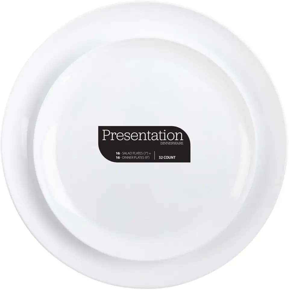 Presentation Plates White 7"+9" Combo Case of 128 (4 packs x 32)