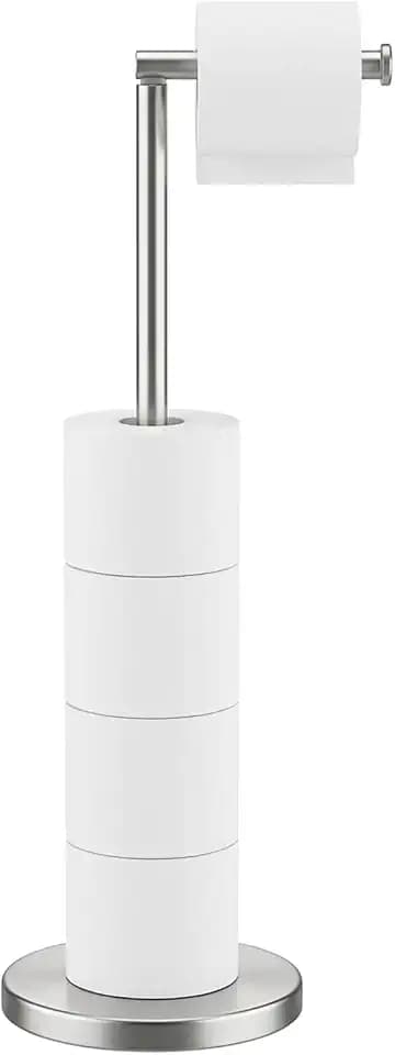 Brushed Nickel Toilet Paper Holder Free Standing Roll Stand for Bathroom Rustproof Stainless Steel Toilet Paper Storage Holder Stand for for 4 Rolls