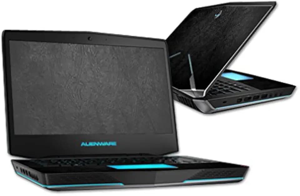 MightySkins Skin Compatible with Alienware 14" (Released 2013) Gaming Laptop wrap Sticker Skins Black Leather