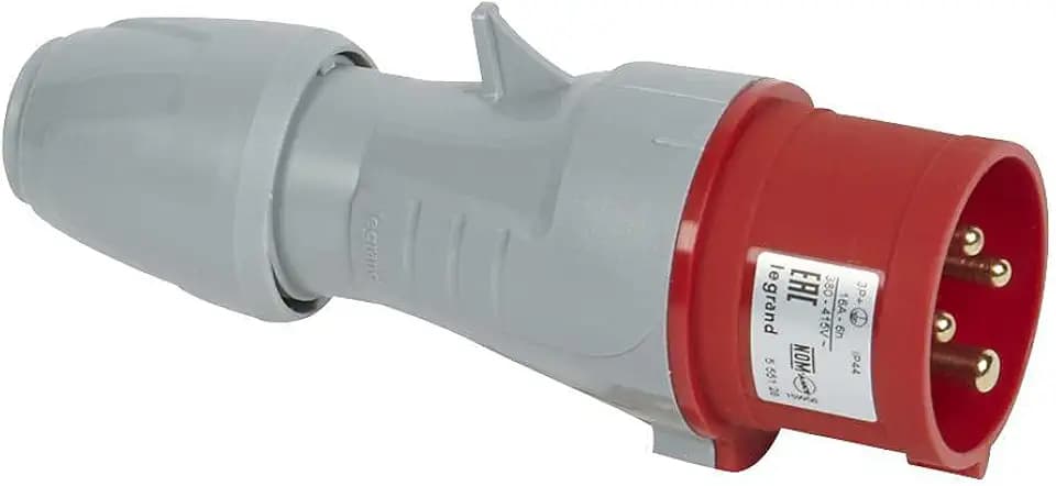 LEGRAND, CEE 16A Stecker, rot 4-polig (3P+PE), 6h (400V/16A), Schutzart IP44, IK09, 090104