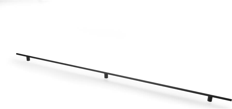 GTV Möbelgriff LINEA – Stangengriff Aluminium 1200 mm, Küchengriff Schrankgriff Schwarz Matt, Lochabstand 2x512 mm, Geriffelt, Modern