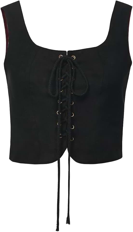 CAMDOM Damen Renaissance Schnürweste Steampunk Gothic Weste Cosplay Kostüm