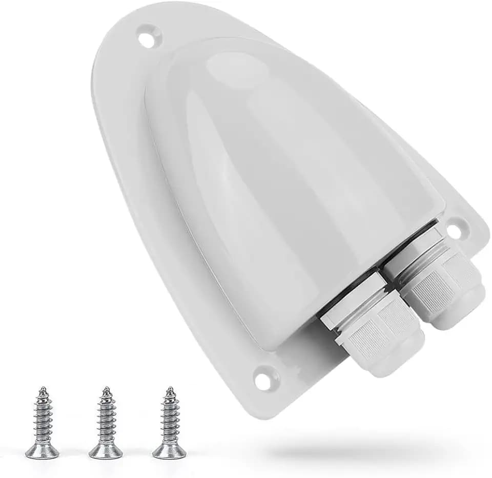 BougeRV Solar Weatherproof Double Cable Entry Gland, Cable Through RV roof Solar Junction Box abs Entry housing for 14AWG to 10AWG Solar Cables for Solar Project on RV, Campervan, Boat, Van（Gray）