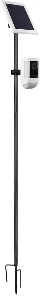 31.49 or 47.24 inch Ground Stake Mount Stand with Solar Panel Mount for Ring, Blink, Arlo, Eufy, Wyze, Google Nest, Simplisafe Cameras and Solar Panels Ground Stake Bracket（Black）