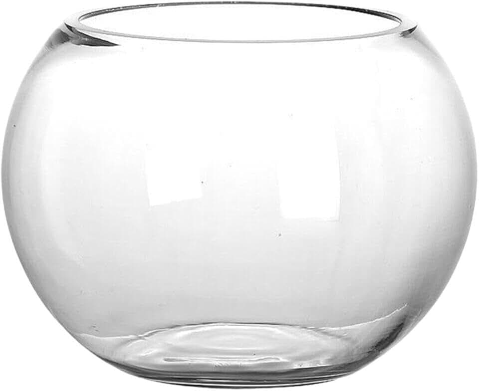 Yardwe Goldfischglas aus Glas, Rundes Kugelaquarium für Pflanzen, 15cm Kugelvase Deko, Transparentes Aquarium für Tisch und Büro