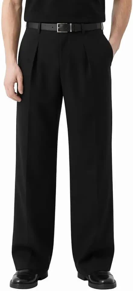 TEGIAS Mens Wide Leg Baggy Pants Slacks Business Casual Straight Pockets