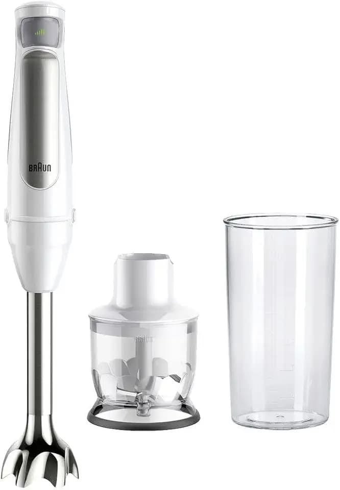 Braun Stabmixer MultiQuick 7 MQ 7020 WH - Elektrischer mit stufenlose Geschwindigkeitseinstellung, 2-teiliges Zubehör-Set, 1000 Watt, Weiß