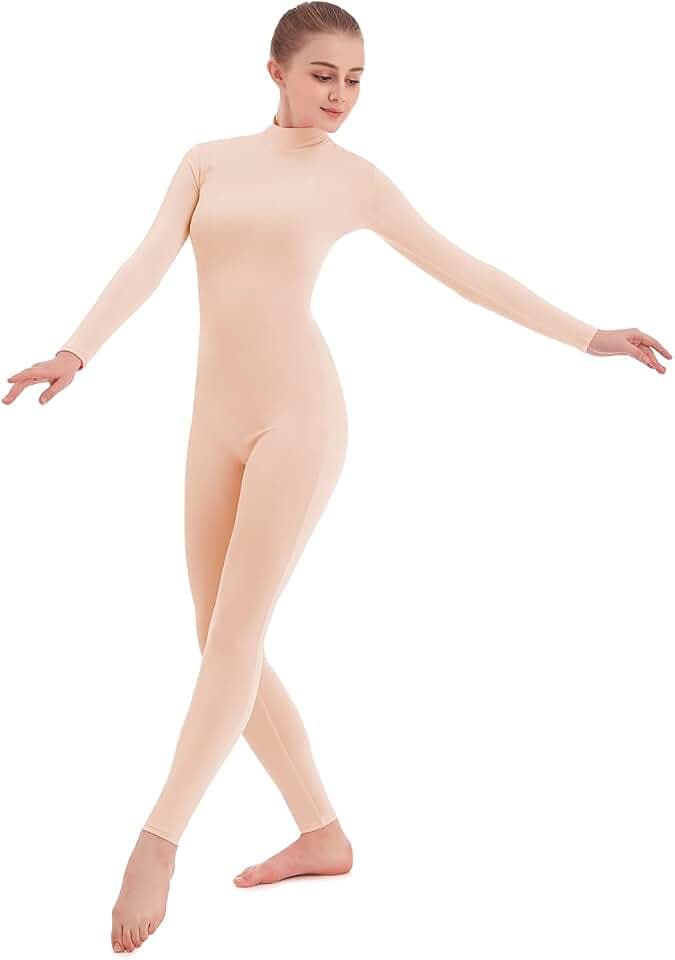 SUPRNOWA Full Body Unitard Turtleneck Spandex Footed/Footless Long Sleeve Unisex