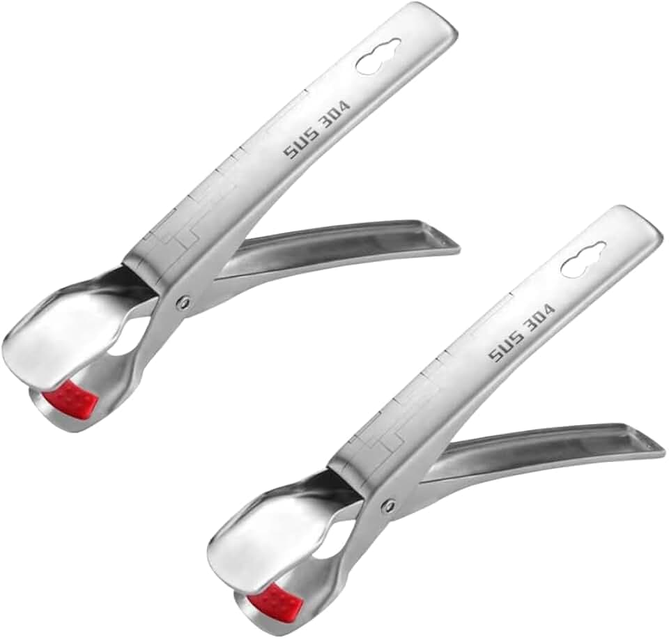 Verbrühschutzclip Edelstahl, 2 Stuck Anti-Scald Bowl Holder Clip, Anti-Verbrühungs Zange Griff zum Tragen und Greifen von heiße Schüsseln, Pfannen, Töpfen und Geschirr
