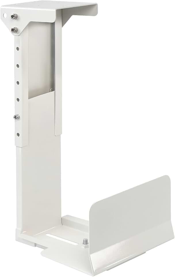 TooCust Heavy Duty Under Desk PC Mount & Full Tower PC Wall Mount - Adjustable Width 5.9" to 9.8", Height 12.5"-20" - Computer Tower Stand Under Desk & Standing Desk PC Mount, White