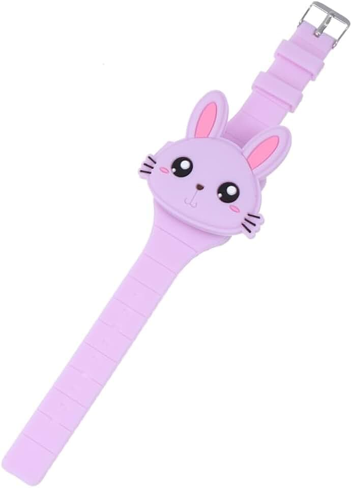 TEHAUX Rabbit Shape Cartoon Watch Led Electronic Wristwatch for Kids Childrens Birthday Gift Party Favor Clamshell Design Easy-to-Wear Band 8.85 X 2.16 X 0.59 in