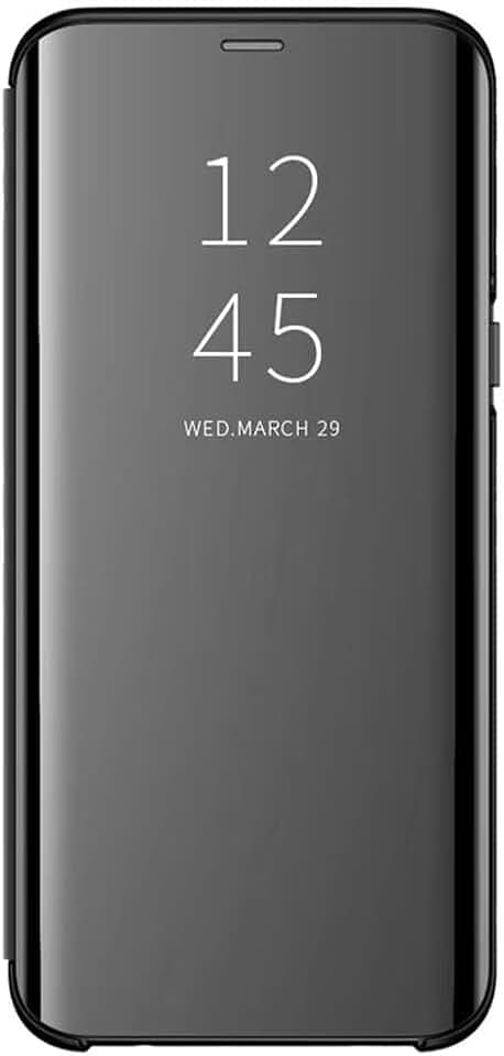 AICase Hülle für Galaxy S8 Hülle-Folio-Schutzhülle für Galaxy S8, Clear View Standing Cover mit Wake Up/Sleep Funktion, Spiegelnde Oberfläche, Hochglanzfinish Case (Schwarz) - 5.8 Zoll