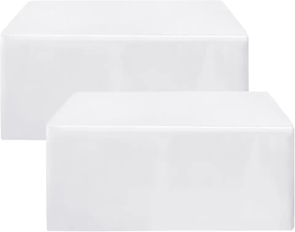 Fitted Table Cloths For 4 Foot Rectangle Tables,Vendor Booth 2 Pcs White
