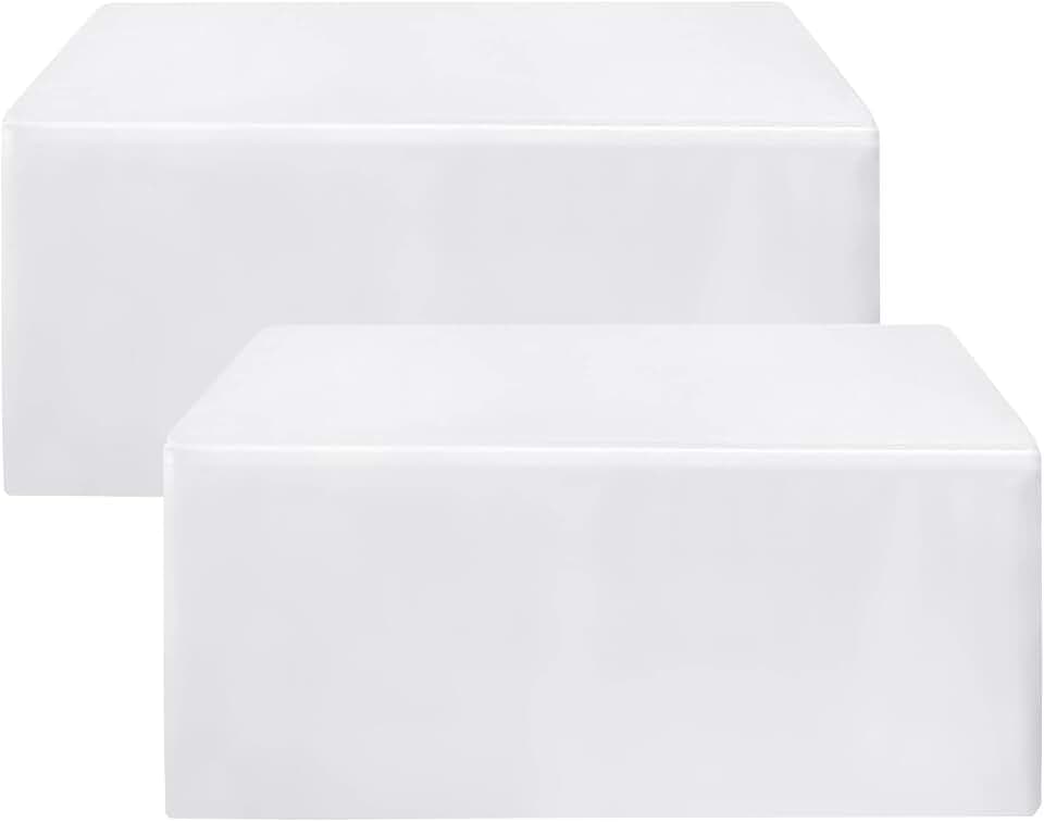 2 Pack Fitted White Rectangle Tableclothes for 5 Foot Tables 60 x 30 Inch