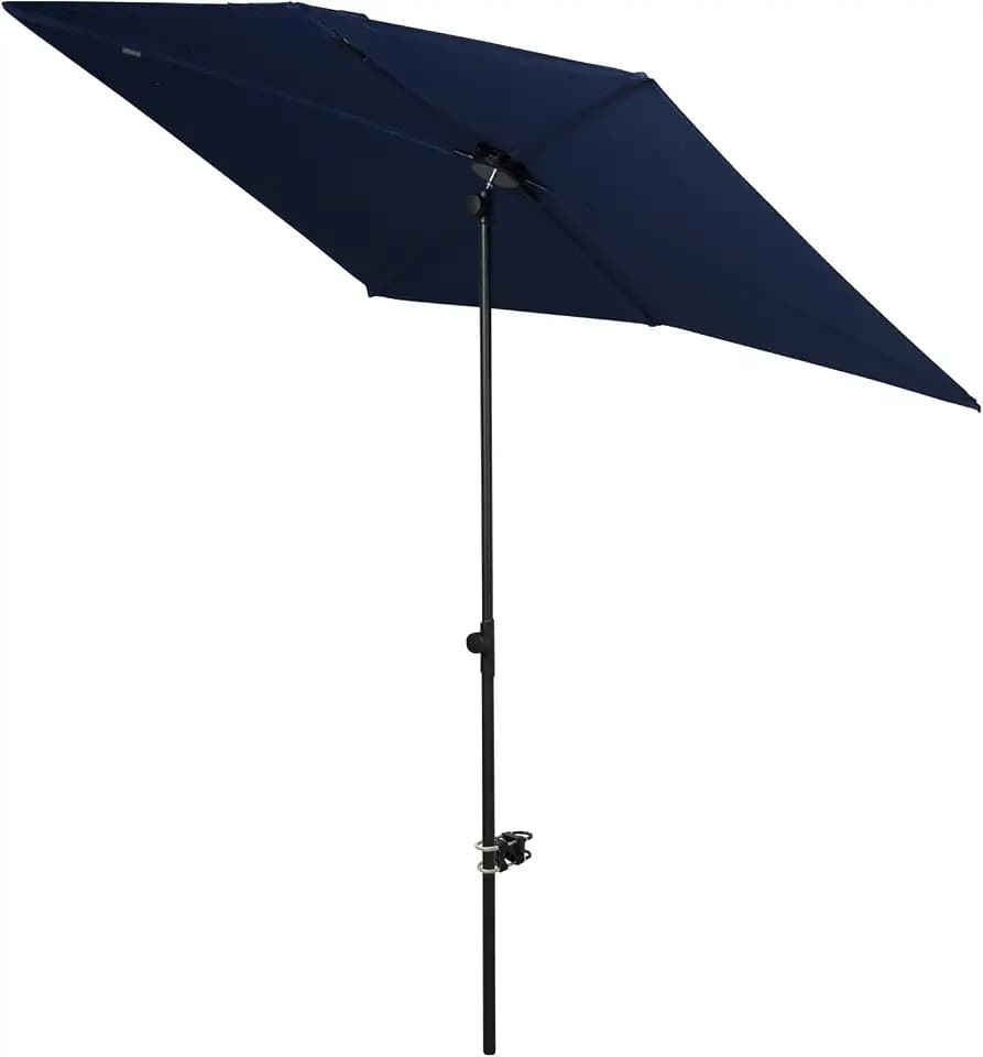 Grand patio Sonnenschirm Balkon mit Druckknopfneigung, 6 Rippen, Gartenschirm, Terrassenschirm für Rasen, Deck, Hinterhof, Pool,UV-Schutz 50+, 183CM × 134CM, Rechteckig-Marineblau