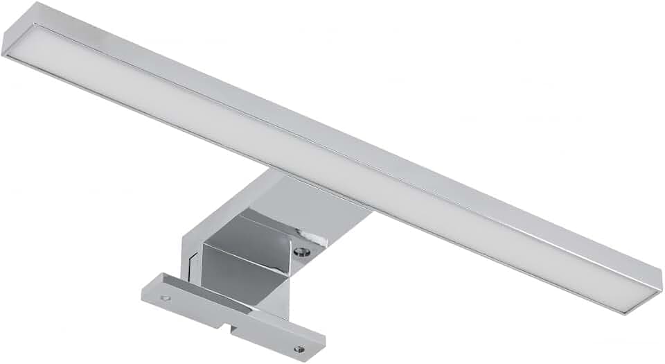 GTV LED Spiegelleuchte RADIUS II 5W 6500K IP44 Chrom – Aufsatzleuchte mit 30cm Ausleger für Badschränke – Kaltweißes Licht, 220-240V